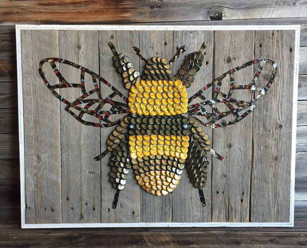 Bottle cap Art Bee by The Moore Family