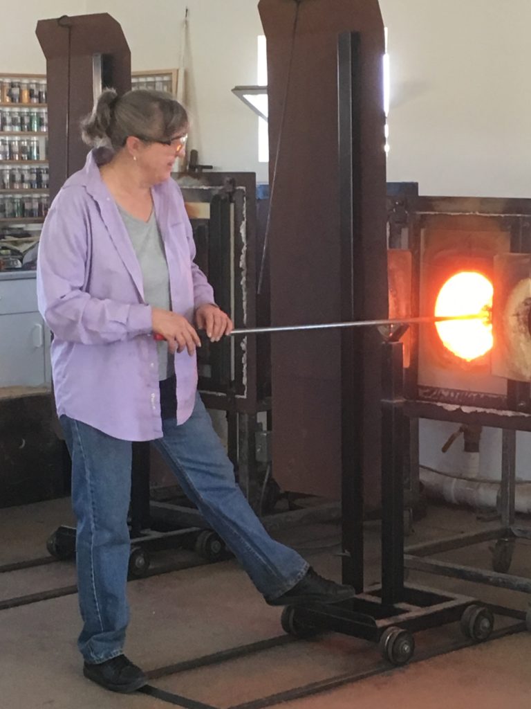 Donna Gordon in her glass studio.