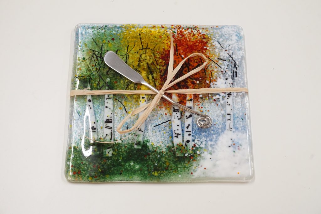 Fused Glass Art Cheese Plate by Arlyss Grosz