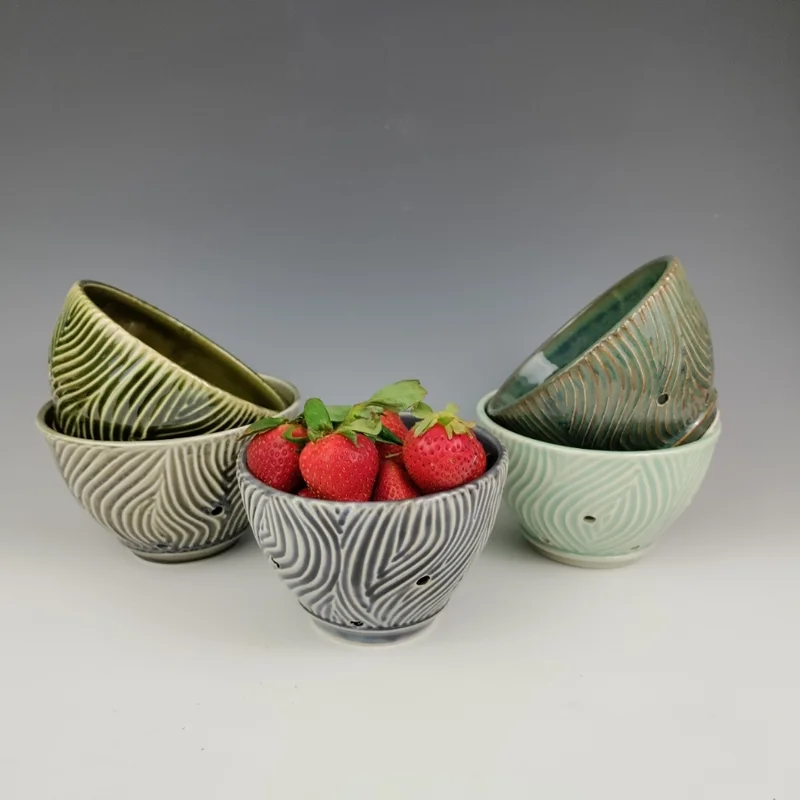 Carved Berry Bowls Functional Pottery by Abigail Brown