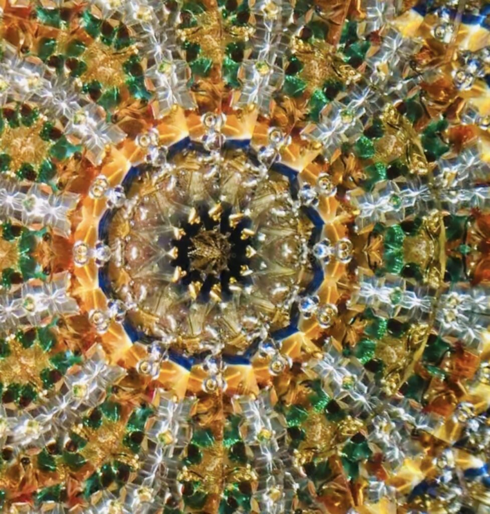 A view inside a kaleidoscope made by Henry Bergeson.